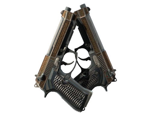 双持贝瑞塔（StatTrak™） | 胶面花纹 (破损不堪)