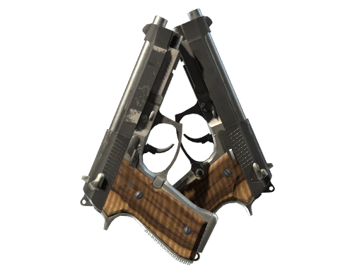 双持贝瑞塔（StatTrak™） | 黑榄仁木 (破损不堪)